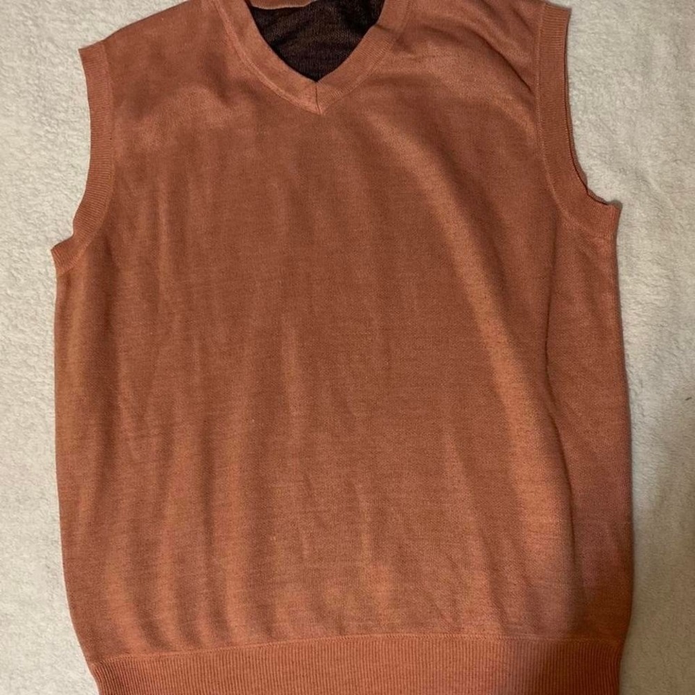 Salmon‎ Sweater Vest XL Knitwear Business Casual V-Neck Sleeveless Mens Salmon